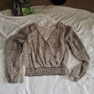 Japna Beige and Black Patterned Blouse